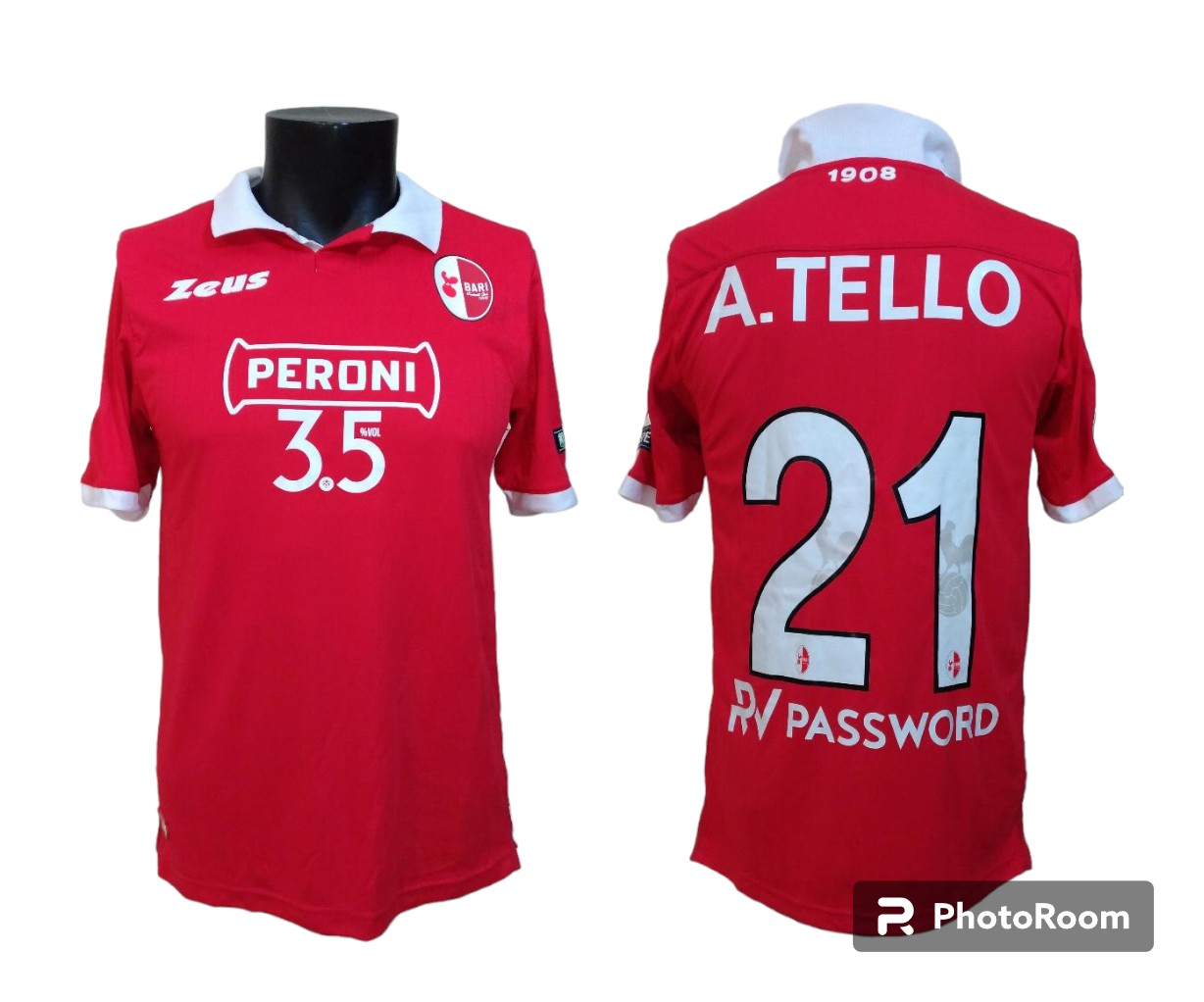 Maillot De Football Bari - Match Worn - Taille Adulte - Occasion